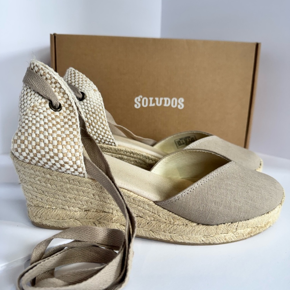 Soludos Women’s 8.5 Espadrille Wedge Lace Up Sandals